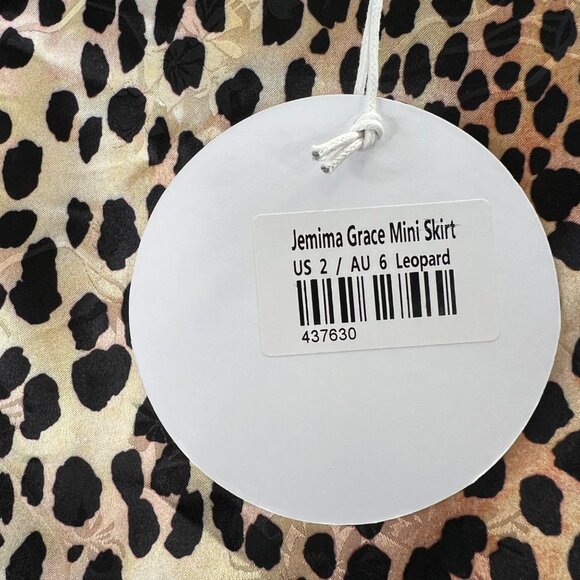 Princess Polly Leopard Print Skirt Jemima Grace Mini 2 Satin Lined Brown NWT - Picture 4 of 6